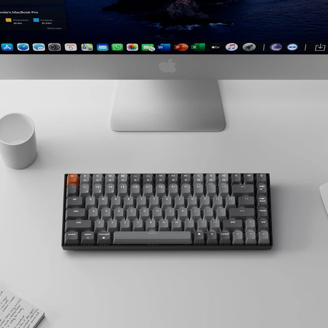 Alt view image 7 of 7 - Keychron K2 75% Wireless Mechanical Keyboard, Silent K Pro Red Switch | Bluetooth, Gaming Keyboard, White LED Backlit, USB C, Anti Ghosting, N-Key Rollover, 84 Keys, Mac Windows - Version 2