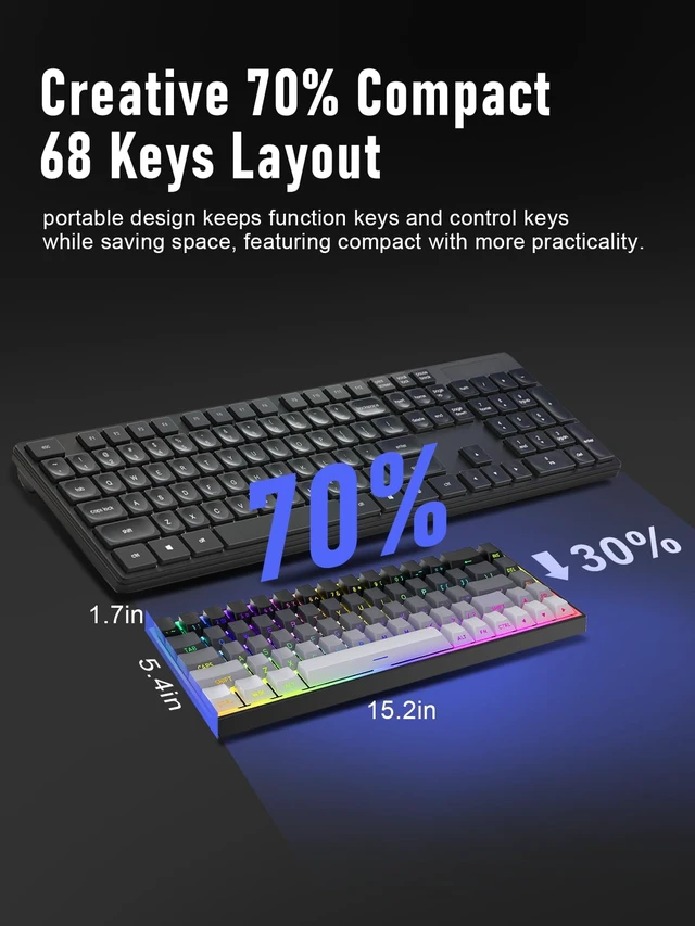 Alt view image 7 of 7 - ZIPFORCE 68-Key Mechanical Keyboard, Blue Liner Switches, Type-C Wired Connection, Multi-Color Mixed Backlight, PBT Keycaps, 100 Million Keystroke Lifespan, Hot Swappable Compact Gaming Keyboard