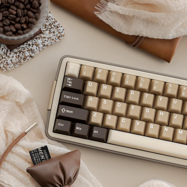 Main image of Retro PBT Keycaps Set 164Keys Cherry Profile Brown Keycaps 60% 65% 75% 100% Dye Sublimation Costom Key caps for Cherry Gateron MX Switches Mechanical Keyboards