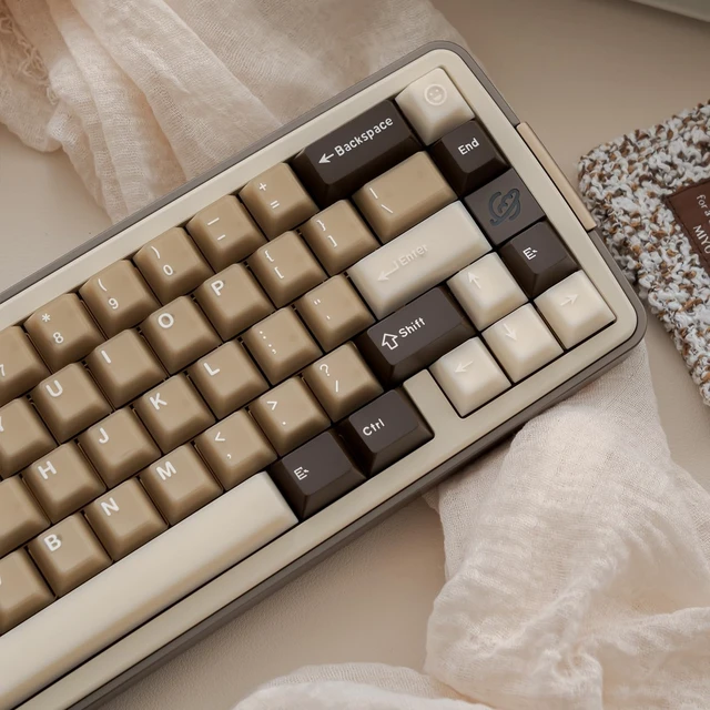 Alt view image 2 of 7 - Retro PBT Keycaps Set 164Keys Cherry Profile Brown Keycaps 60% 65% 75% 100% Dye Sublimation Costom Key caps for Cherry Gateron MX Switches Mechanical Keyboards