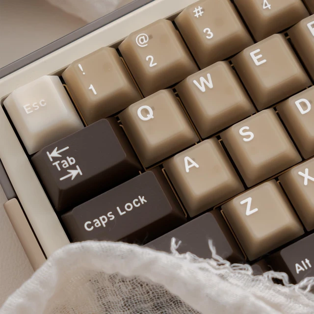 Alt view image 3 of 7 - Retro PBT Keycaps Set 164Keys Cherry Profile Brown Keycaps 60% 65% 75% 100% Dye Sublimation Costom Key caps for Cherry Gateron MX Switches Mechanical Keyboards