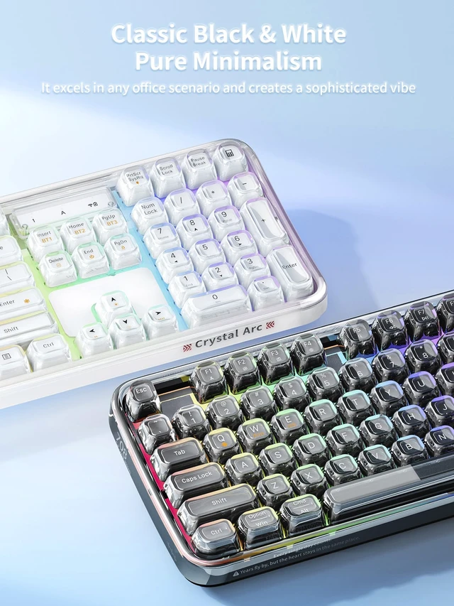 Alt view image 3 of 7 - TISHLED Wireless Gaming Keyboard RGB Backlit, Tri-Mode Full Size 105-Key | 2.4G Wireless/Bluetooth 5.0/USB-C Wired, Membrane Keyboard with Ergonomic Design & Numeric Keypad for PC Mac Laptop, Black