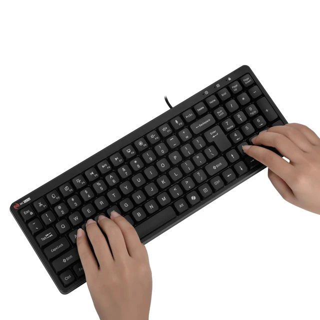 Alt view image 6 of 7 - MC-519 Full Size Wired Keyboard USB Plug-and-Play Windows - Black | Full-size keyboard, Media Hotkeys, Foldable Stands, Windows PC and laptops compatible