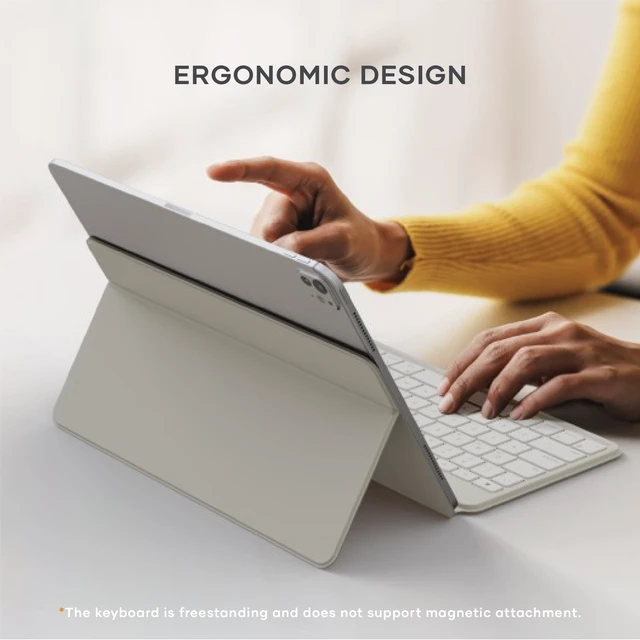 Alt view image 5 of 7 - Satechi OntheGo Bluetooth Keyboard, Connect Up to 3 Devices, for iPad, Sand | Adjustable stand, USB-C rechargeable battery, compact & portable, for iPad, tablet