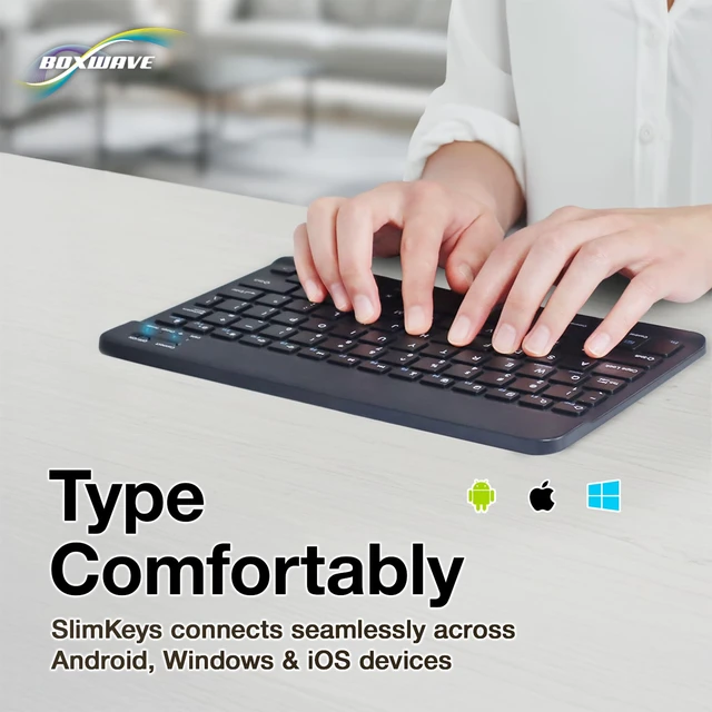 Alt view image 3 of 7 - BoxWave Keyboard Compatible with Lenovo Tab P12 Pro - SlimKeys Bluetooth Keyboard, Portable Thin with Chiclet-Style Keys - Jet Black