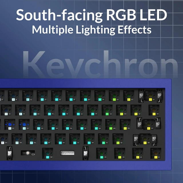 Alt view image 3 of 7 - Keychron Q4 Wired Custom Mechanical Keyboard Full Aluminum Barebone Version, Hot-Swappable 60% Layout, Double-Gasket DIY Kit, QMK/VIA Programmable Macro Compatible with Mac Windows Linux - Blue