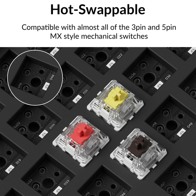 Alt view image 4 of 7 - Keychron Q4 Wired Custom Mechanical Keyboard Full Aluminum Barebone Version, Hot-Swappable 60% Layout, Double-Gasket DIY Kit, QMK/VIA Programmable Macro Compatible with Mac Windows Linux - Blue