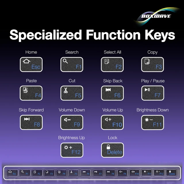 Alt view image 7 of 7 - BoxWave Keyboard Compatible with Lenovo Tab P12 Pro - SlimKeys Bluetooth Keyboard, Portable Thin with Chiclet-Style Keys - Jet Black
