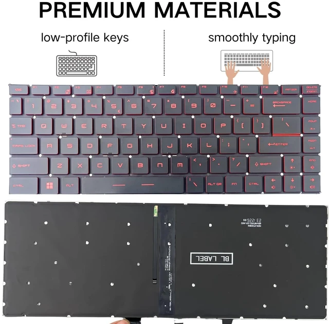 Alt view image 2 of 6 - TLBTEK Blackligt Keyboard Replacement Compatible with MSI MS-14B1, MS-14B3, MS-16Q1, MS-16Q2, MS-16Q3, MS-16Q4, MS-16R1, MS-16R2, MS-16R3, MS-16R4, MS-16R5, MS-16R6, MS-16R8, MS-16S1 Series Laptop