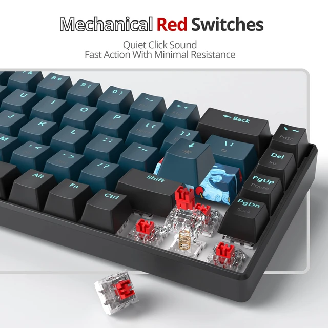Alt view image 3 of 7 - Vumilstek 65% Mechanical Keyboard Wired Linear Red Switch RGB Backlight | 65 Percent 68-keys Compact Layout Gaming Keyboard TKL Ultra-Compact Mini RGB Backlit