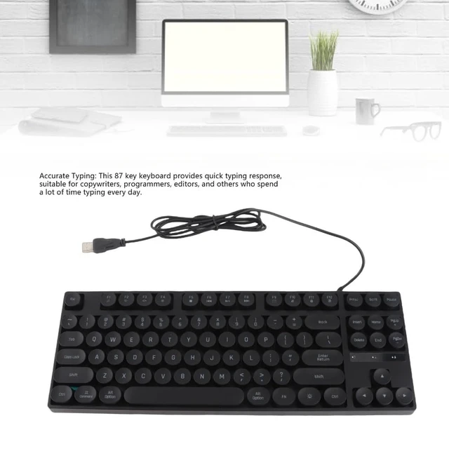 Alt view image 3 of 7 - Anu Limen 87-Key Round Mechanical Gaming Keyboard Ergonomic Wired USB Keyboard with Colorful Backlit for PC & Laptop, Compact Design 14x5.12x1.38 in(Black)