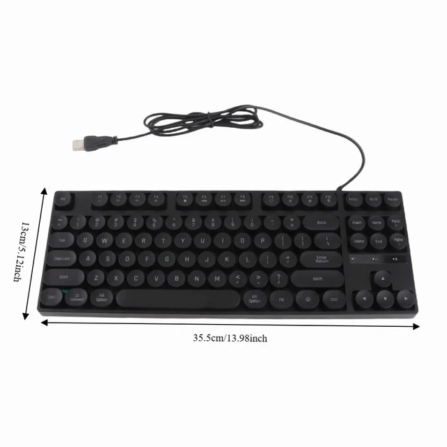 Alt view image 5 of 7 - Anu Limen 87-Key Round Mechanical Gaming Keyboard Ergonomic Wired USB Keyboard with Colorful Backlit for PC & Laptop, Compact Design 14x5.12x1.38 in(Black)
