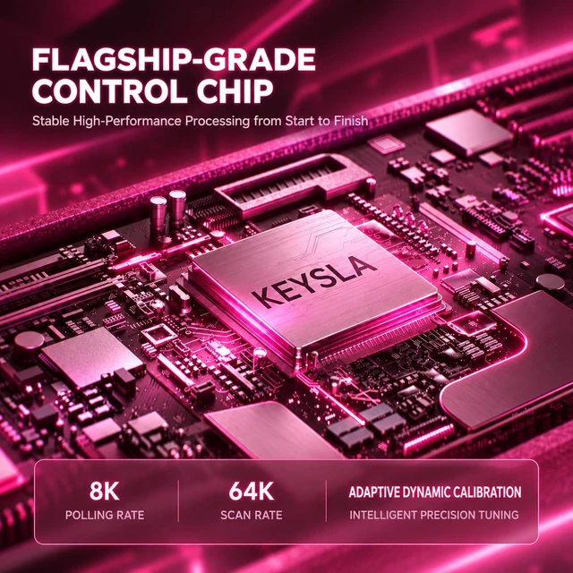 Alt view image 5 of 7 - Keysla WIN68 Wired Magnetic Gaming Keyboard, 68-Key Hall Effect, Magenta | Rapid Trigger Wired Magnetic Switch Hot-Swappable, 8000HZ Polling, RGB PBT Keycaps, Web Driver for PC Mac Esport Gamer
