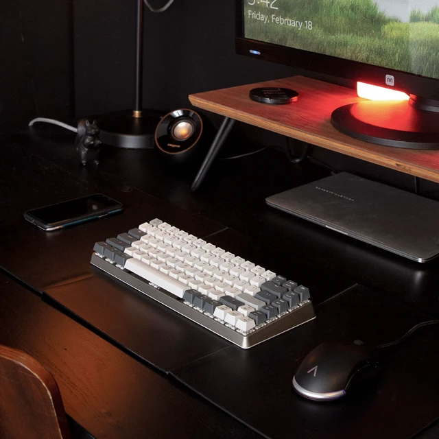 Alt view image 4 of 6 - Azio Cascade Mechanical Keyboard, Backlit RGB, Hotswap Switches and Keycaps, Wired USB-C or Bluetooth Wireless Connection (Gateron Brown Switches) (Galaxy Light 75)