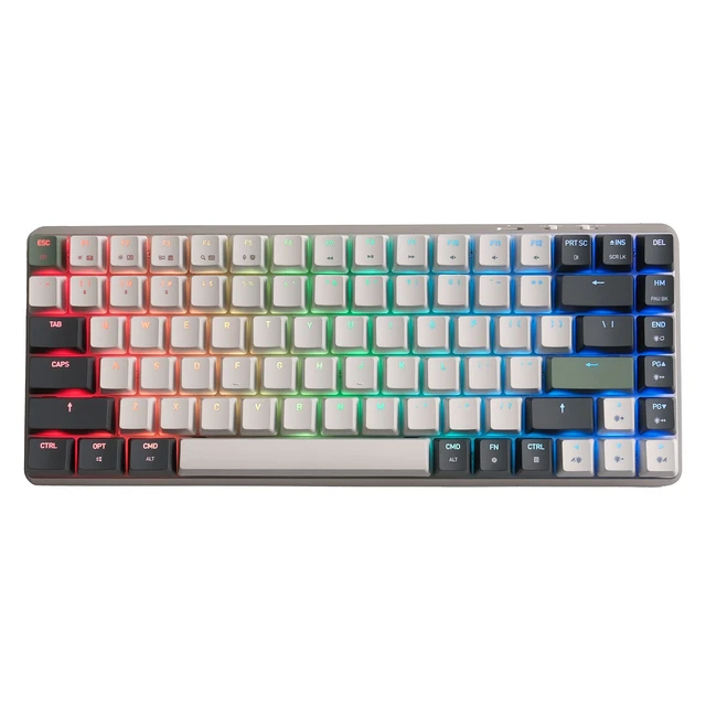 Alt view image 2 of 6 - Azio Cascade Mechanical Keyboard, Backlit RGB, Hotswap Switches and Keycaps, Wired USB-C or Bluetooth Wireless Connection (Gateron Brown Switches) (Galaxy Light 75)