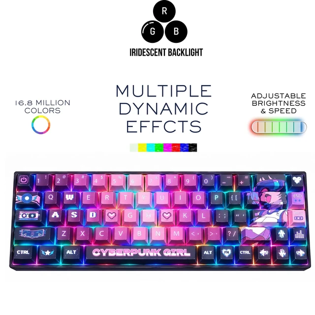 Alt view image 4 of 7 - DARK ALIEN | Cyberpunk Girl 65% Mechanical Gaming Keyboard, Tri-Mode Wireless, Hot-Swap RGB, Gasket Mount, Bluetooth/2.4GHz/USB-C, 4000mAh Battery, a Brand by Twakle