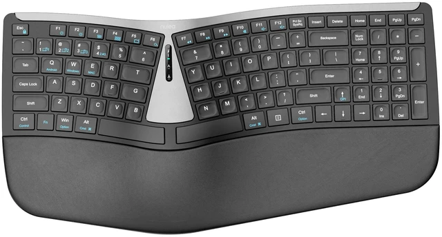Main image of Nulea Ergonomic Split Wireless Keyboard with Cushioned Wrist Rest | Bluetooth and 2.4G Connection with USB-C Charging, Multi Device Support for Laptop, PC, Mac and Windows
