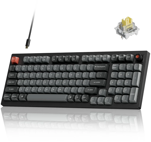 Main image of Keychron V5 8K 96% Wired Mechanical Keyboard, 8000 Hz Polling Rate Hot-Swappable QMK Programmable Keyboard with Numpad & Knob, RGB Backlit, Ergonomic for Mac Windows Linux-Tactile Banana Switch