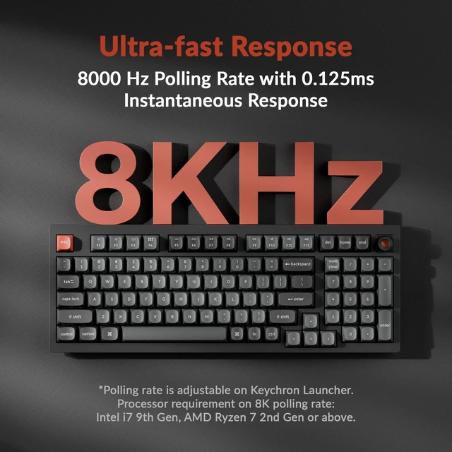 Alt view image 2 of 7 - Keychron V5 8K 96% Wired Mechanical Keyboard, 8000 Hz Polling Rate Hot-Swappable QMK Programmable Keyboard with Numpad & Knob, RGB Backlit, Ergonomic for Mac Windows Linux-Tactile Banana Switch