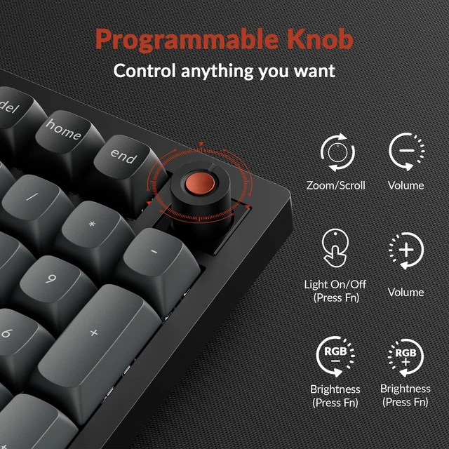 Alt view image 5 of 7 - Keychron V5 8K 96% Wired Mechanical Keyboard, 8000 Hz Polling Rate Hot-Swappable QMK Programmable Keyboard with Numpad & Knob, RGB Backlit, Ergonomic for Mac Windows Linux-Tactile Banana Switch