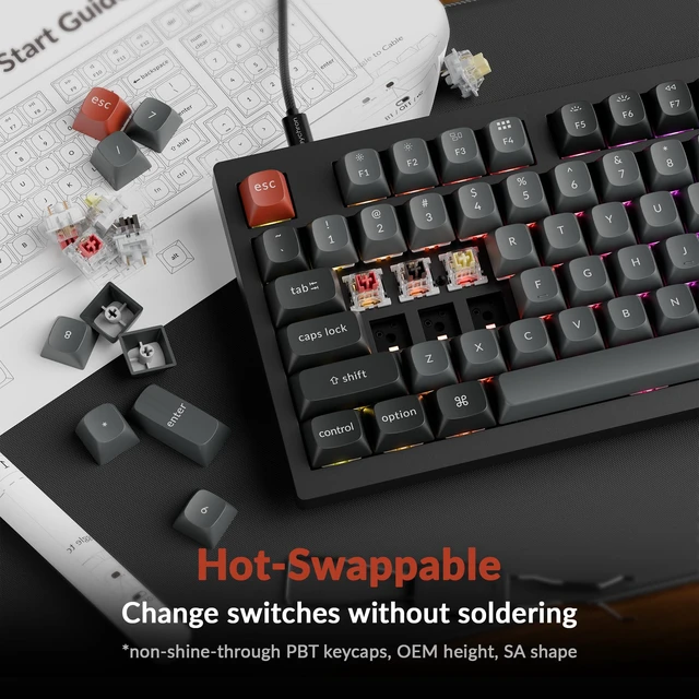 Alt view image 6 of 7 - Keychron V5 8K 96% Wired Mechanical Keyboard, 8000 Hz Polling Rate Hot-Swappable QMK Programmable Keyboard with Numpad & Knob, RGB Backlit, Ergonomic for Mac Windows Linux-Tactile Banana Switch