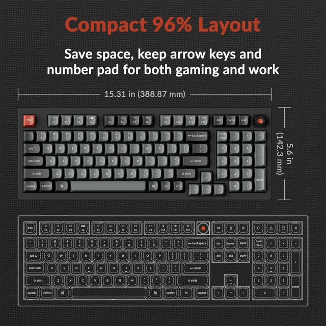 Alt view image 7 of 7 - Keychron V5 8K 96% Wired Mechanical Keyboard, 8000 Hz Polling Rate Hot-Swappable QMK Programmable Keyboard with Numpad & Knob, RGB Backlit, Ergonomic for Mac Windows Linux-Tactile Banana Switch