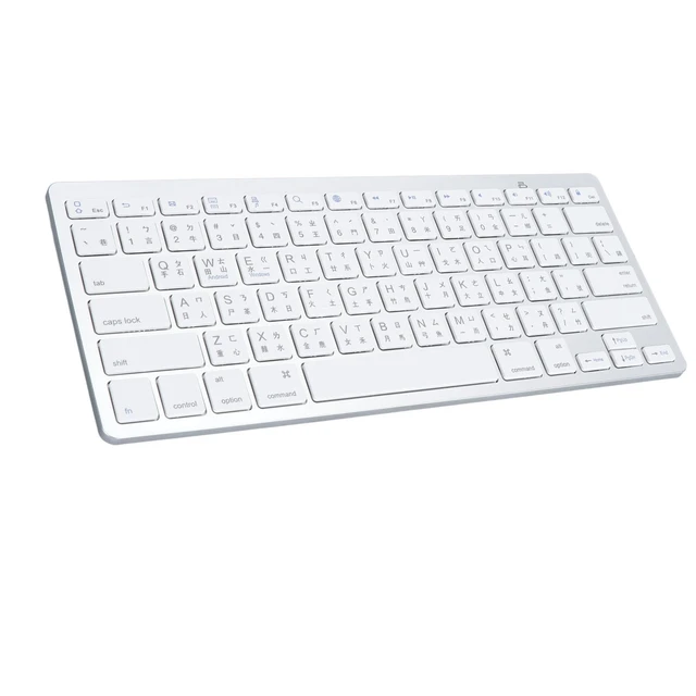 Alt view image 5 of 7 - BT Bilingual Keyboard, Ergonomic Slim Wireless Keyboard with Scissor Switch for PC Laptop Tablet Smartphone Silver ABS Aluminum Alloy 28.5 x 12 x 2cm