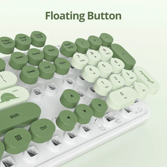 Alt view image 2 of 7 - Ussixchare Wired Typewriter Keyboard Full Size Green Matcha Keyboard Retro Computer Keyboard with Round Keycaps for Windows Laptop(Matcha)
