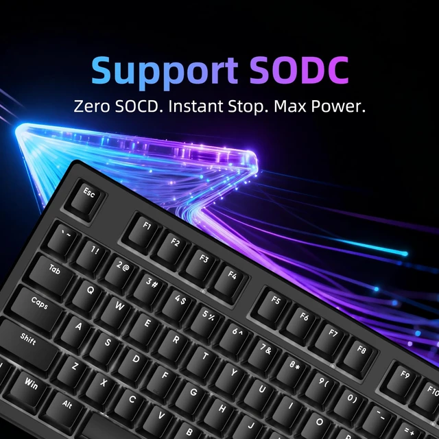 Alt view image 4 of 7 - IROK FE87 V2 Wired TKL Layout Mechanical Keyboard, Support SODC, Gasket Structure, Hot Swappable, Gaming Keyboard (Black/Twilight Smoke Switch)