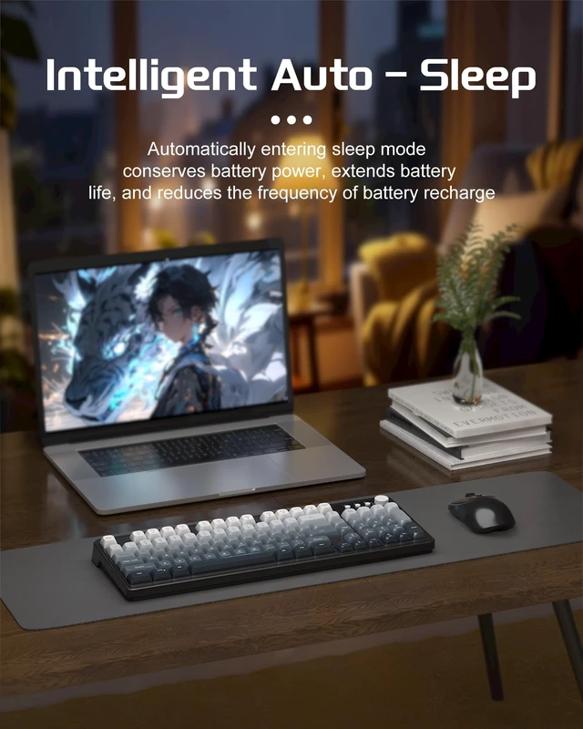 Alt view image 3 of 6 - MageGee Wireless Gaming Keyboard and Mouse Combo V560, RGB Backlit Rechargeable Mechanical Feel 2.4GHz Quiet Blue White Purple Keyboard Mouse for Mac Laptop PC Gamer