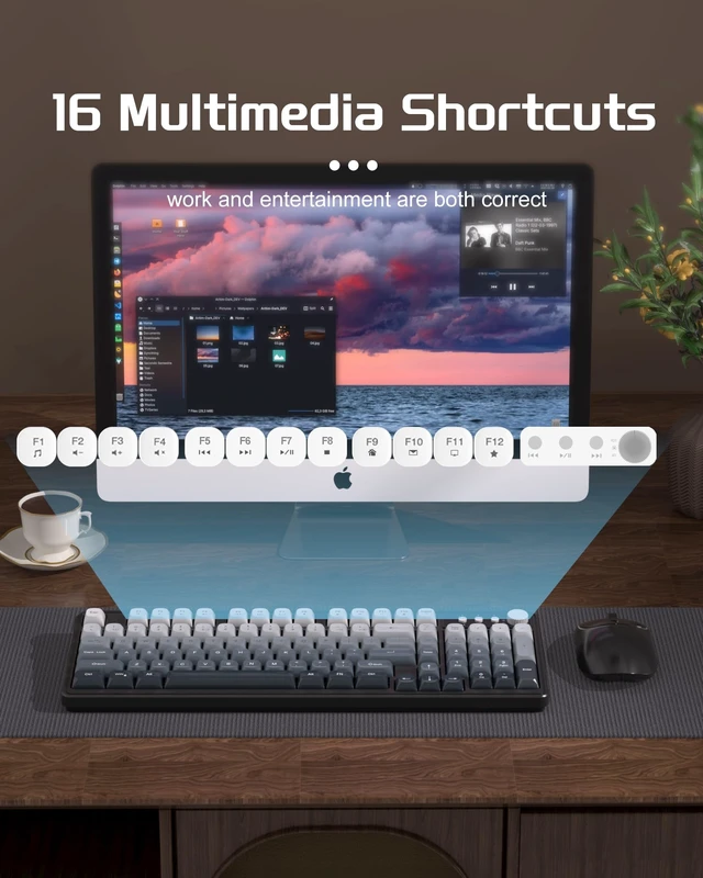 Alt view image 5 of 6 - MageGee Wireless Gaming Keyboard and Mouse Combo V560, RGB Backlit Rechargeable Mechanical Feel 2.4GHz Quiet Blue White Purple Keyboard Mouse for Mac Laptop PC Gamer