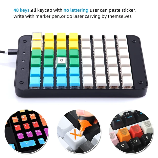 Alt view image 2 of 7 - Koolertron One Handed Macro Mechanical Keyboard 48-Key | Fully programmable, 32 advanced macros,RGB backlit,USB Mini,ideal for gamers, cashiers, designers, and video editors