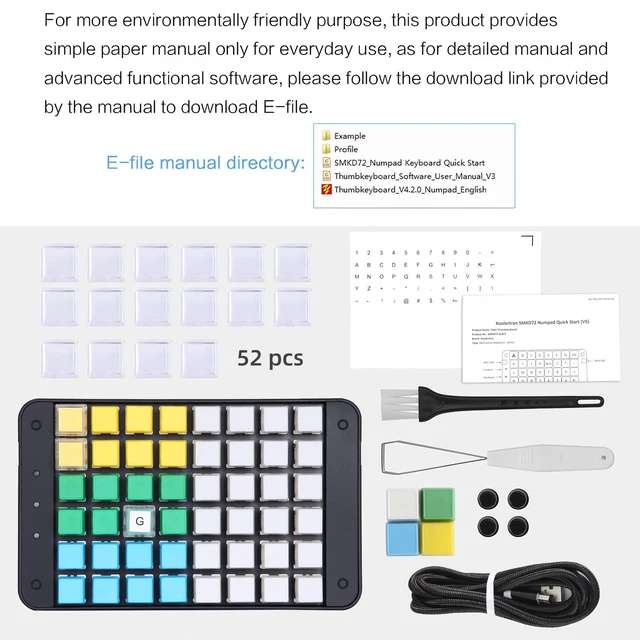Alt view image 7 of 7 - Koolertron One Handed Macro Mechanical Keyboard 48-Key | Fully programmable, 32 advanced macros,RGB backlit,USB Mini,ideal for gamers, cashiers, designers, and video editors