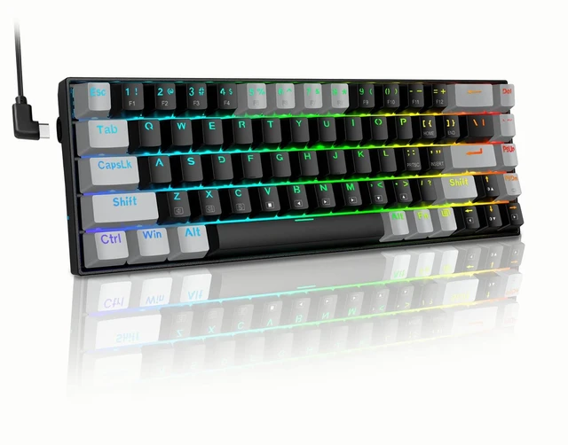 Main image of XUANGUI Full RGB Backlit Mechanical Keyboard Clicky Wired Computer Key Board, 65% Cute PC Gaming Keyboards Hot Swappable Rainbow Colorful Light Up Leyboard for Typist and Gamer, Work with Mac PS5 Xbox
