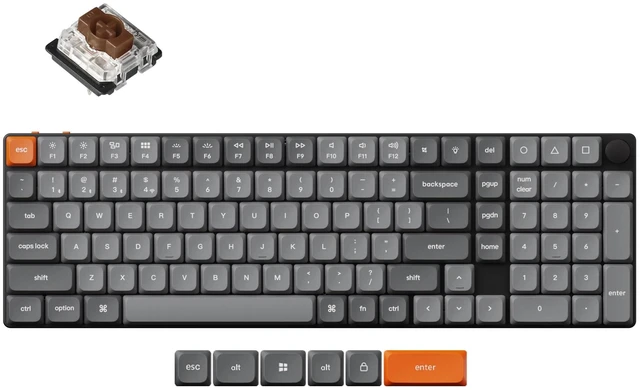 Main image of Keychron K17 Max 96% Layout Ultra-Slim Wireless Custom Mechanical Keyboard, Hot Swappable Low Profile Gateron Brown Switch QMK Programmable Bluetooth/2.4 GHz/Wired RGB Backlit NKRO for Mac Win Linux