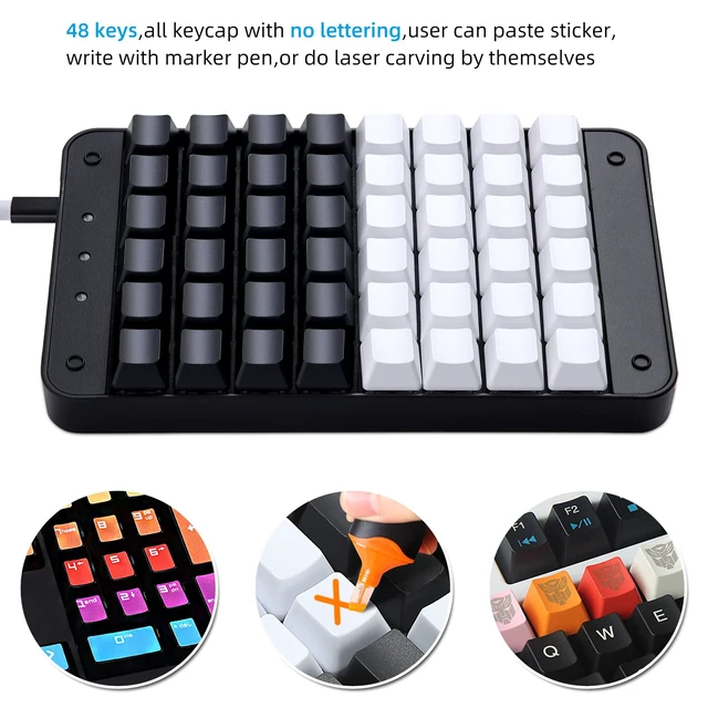 Alt view image 5 of 7 - Koolertron One Handed Mechanical Gaming Keyboard | 48 Keys Fully Programmable Mini USB Macro Keyboard with Red Switch, for Gamers/Designers/Video Editor