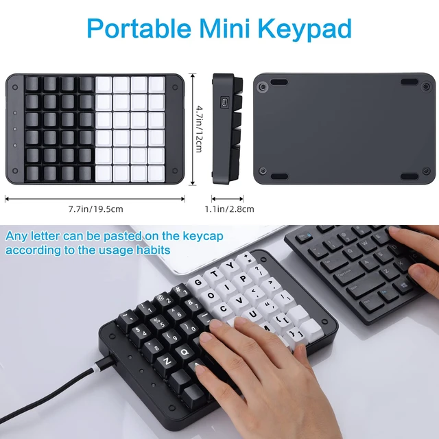 Alt view image 6 of 7 - Koolertron One Handed Mechanical Gaming Keyboard | 48 Keys Fully Programmable Mini USB Macro Keyboard with Red Switch, for Gamers/Designers/Video Editor