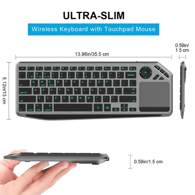 Alt view image 5 of 7 - Wireless RGB Touch Keyboard, 78 Keys Ultra Slim QWERTY Touchpad BT/USB/2.4G with Wrist Rest Support Multiple Devices 7 Color Backlight Multi Gesture Touch Control Hotkey for Phone PC Laptop Tablet