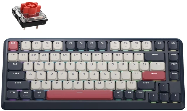 Main image of Keychron KJ1 Low Profile Wireless Mechanical Keyboard, 2.4 GHz Bluetooth QMK 75% Layout RGB, Hot-swappable Red Switch Compatible with Mac Windows Linux, 2000mAh Fast Charge for Gaming - Dark Blue