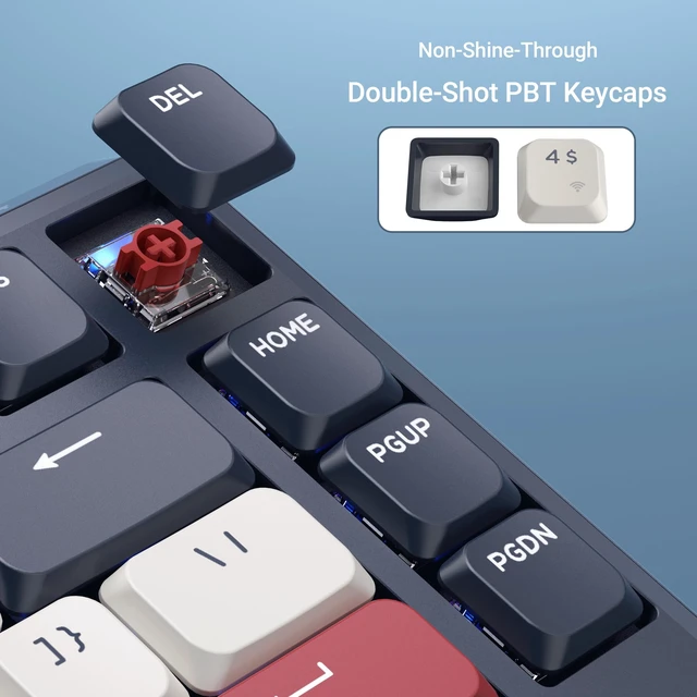 Alt view image 7 of 7 - Keychron KJ1 Low Profile Wireless Mechanical Keyboard, 2.4 GHz Bluetooth QMK 75% Layout RGB, Hot-swappable Red Switch Compatible with Mac Windows Linux, 2000mAh Fast Charge for Gaming - Dark Blue