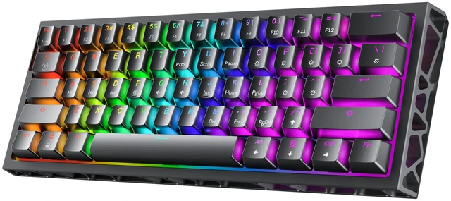Main image of HK GAMING GK61HE 60% | Magnetic Mechanical Gaming Keyboard | Rapid Trigger 0.1mm Step | 61 Keys Multi Color RGB | 1kHz Polling Rate | PC/Mac Gamer | US Layout (CNC Black), hkg_gk61he_us_c_bk_clear