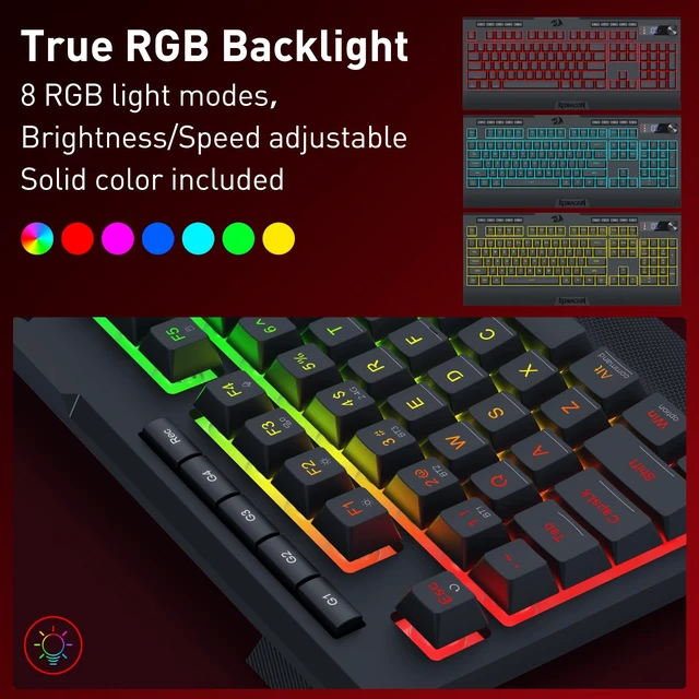 Alt view image 4 of 7 - Redragon K525 PRO RGB Wireless Membrane Gaming Keyboard, Screen + Knob | 3-Mode Linear Mechanical-Feel Switch, 4 Extra On-Board Macro Keys, Dedicated Media & Display Control, Ergonomic Wrist Rest