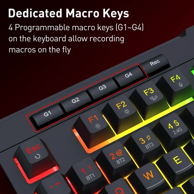 Alt view image 5 of 7 - Redragon K525 PRO RGB Wireless Membrane Gaming Keyboard, Screen + Knob | 3-Mode Linear Mechanical-Feel Switch, 4 Extra On-Board Macro Keys, Dedicated Media & Display Control, Ergonomic Wrist Rest
