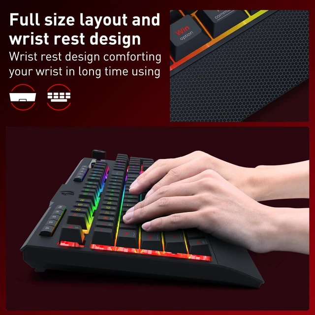 Alt view image 7 of 7 - Redragon K525 PRO RGB Wireless Membrane Gaming Keyboard, Screen + Knob | 3-Mode Linear Mechanical-Feel Switch, 4 Extra On-Board Macro Keys, Dedicated Media & Display Control, Ergonomic Wrist Rest