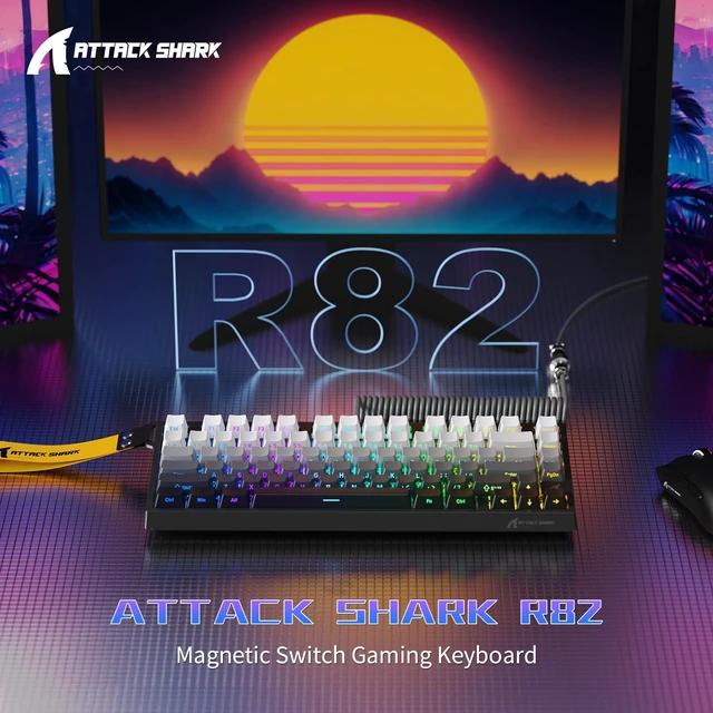 Alt view image 2 of 7 - ATTACK SHARK R82HE 75% Rapid Trigger Mechanical Gaming Keyboard Wired,Hall Effect Magnetic Switch,Adjustable Actuation Esports,8KHz Polling Rate,0.08ms Latency with C01 Ultra RGB Cable (Moonlight)