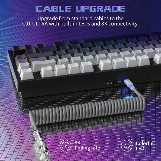 Alt view image 5 of 7 - ATTACK SHARK R82HE 75% Rapid Trigger Mechanical Gaming Keyboard Wired,Hall Effect Magnetic Switch,Adjustable Actuation Esports,8KHz Polling Rate,0.08ms Latency with C01 Ultra RGB Cable (Moonlight)