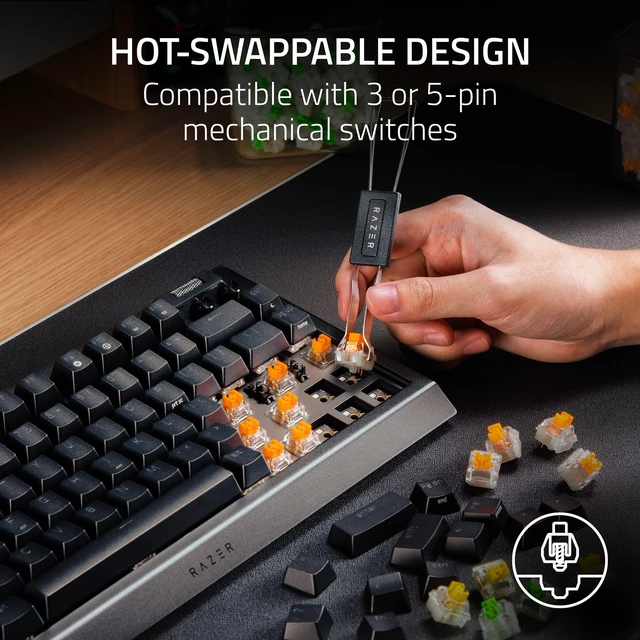 Alt view image 2 of 7 - Razer BlackWidow V4 75% Barebones Gaming Keyboard Kit (Chassis Only), White Switches & Keycaps Sold Separately, Hot-Swappable, 8000Hz Polling Rate, Chroma RGB, Aluminum Top Case, Media Control Buttons