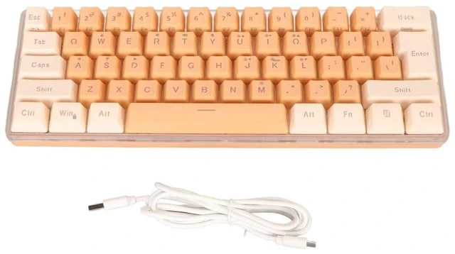 Main image of Anu Limen 60% Wired Gaming Keyboard 61 Keys RGB Backlit Compact Keyboard for Windows,Ergonomic Design with Plug and Play USB Cable(Yellow Orange)
