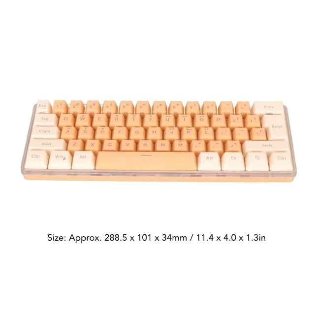 Alt view image 4 of 7 - Anu Limen 60% Wired Gaming Keyboard 61 Keys RGB Backlit Compact Keyboard for Windows,Ergonomic Design with Plug and Play USB Cable(Yellow Orange)