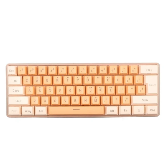 Alt view image 5 of 7 - Anu Limen 60% Wired Gaming Keyboard 61 Keys RGB Backlit Compact Keyboard for Windows,Ergonomic Design with Plug and Play USB Cable(Yellow Orange)